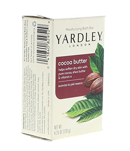 Yardley London Pure Cocoa Butter & Vitamin E Bar Soap, 4.25 Ounces /120 G (Pack of 10)