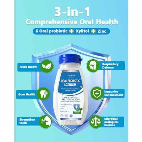 Oral Probiotics Lozenges for Mouth Bad Breath & Gum Repair - Mineral Fusion with Zinc + Calcium for Dry Mouth Relief, Enamel Shield, Mint Flavor with Xylitol - 180 Lozenges, Sugar-free
