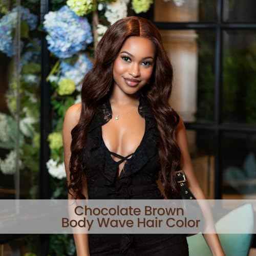 Chocolate Brown Body Wave 3 Bundles Human Hair, 12A Color #4 Dark Brown Colored, 100% Unprocessed Virgin Remy Hair 14 16 18 Inch