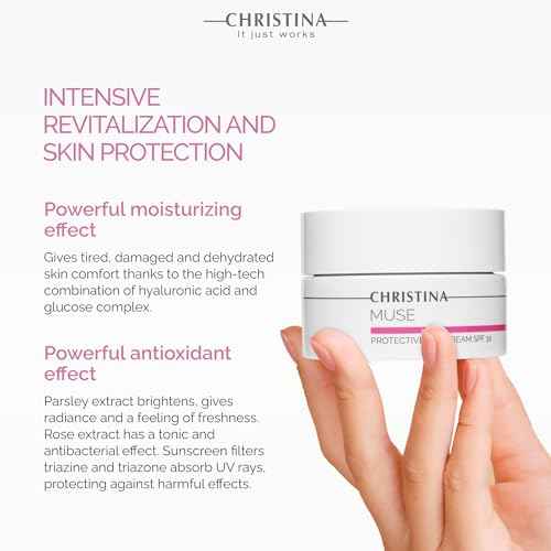 -CHRISTINA- Muse Protective Day Cream with SPF 30 and Hyaluronic Acid | Hydrating Cream for Face | Shields Face Skin | Face Moisturizer for Normal & Dry Skin 50ml