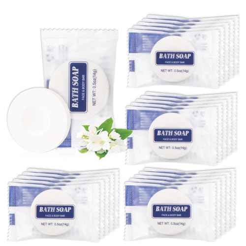 Bulk Bar Soap Round, 200 pcs Mini Soap Bars Bulk Individually Wrapped, 0.5 oz Travel Soap Small Hotel Soaps Travel Size Toiletries for Hotel Bathroom(Round)