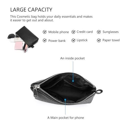 PU Leather Makeup Simple and Convenient Handbag Small Exquisite Storage Bag (Pu/Black)