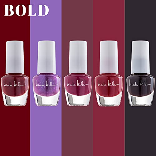 Nicole Miller Mini Nail Polish Set - 30 Mini Glossy and Trendy Nail Polish Colors, Fingernail and Toenail Polish for Women and Girls, Quick Dry Manicure