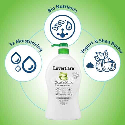 LoverCare Goat's Milk Moisturizing Body Wash Shower Cream Aloe Vera 40.7 Fl.Oz - Pack of 2