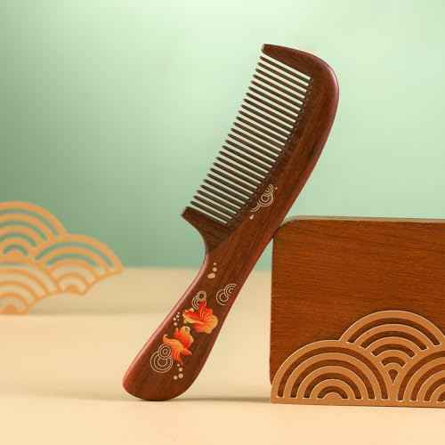 TAN MUJIANG Hair Comb Natural Wood Anti-static (Goldfish)