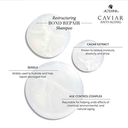 Alterna CAVIAR Anti-Aging Restructuring Bond Repair Shampoo | For Brittle, Damaged and Split Ends | Repairs, Strengthens & Protects Damaged Hair | Sulfate Free