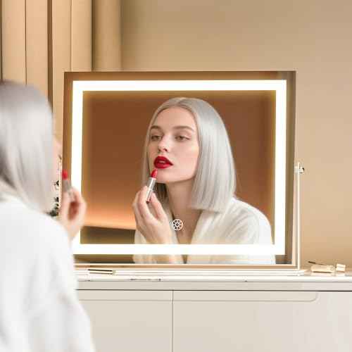 MINISO Vanity Mirror with Lights-15.7" x 11.8" LED Makeup Mirror, 3 Color Modes Touch Control and Brightness Adjustment Lighting Mirror, 10X Magnifying Glass, 360¡Æ Rotation