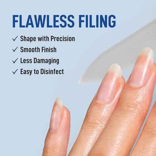LONDONTOWN Mini Glass Double-Sided Nail File Set - Professional Travel-Sized Crystal Files with Case, Set of 3