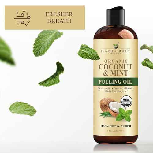 Handcraft Blends Coconut Oil Pulling for Teeth and Gums with Peppermint Oil - Organic Coconut Oil Pulling Oil Mouthwash for Fresh Breath, Oral Health and Cleaner Teeth and Gums - 8 Fl oz