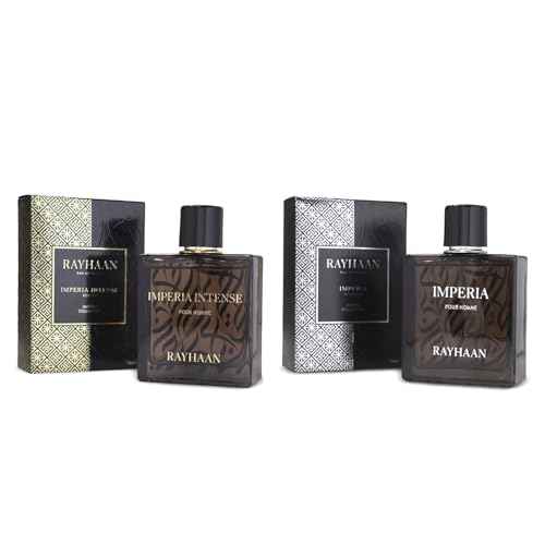 RAYHAAN 2-Piece Fragrance Bundle for Men, (3.4 Oz Imperia Eau De Parfum Spray + 3.4 Oz Imperia Intense Eau De Parfum Spray)