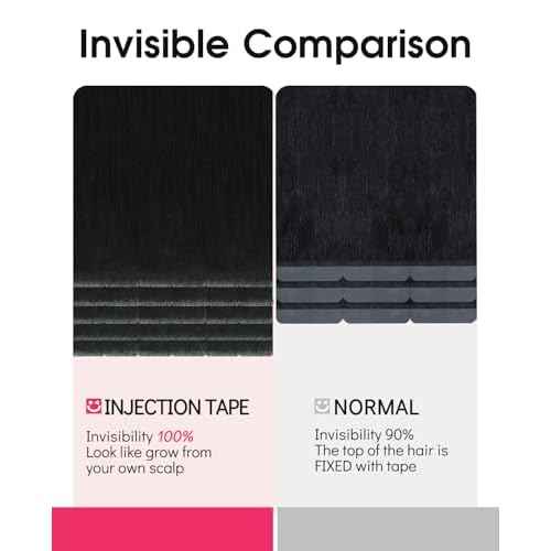 Youngsmile Injection Tape in Hair Extensions Real Human Hair, #1 Jet Black 14 Inch Invisible Edge Tape in Injected Hair Extensions, 20pcs 30g, Straight Remy Virgin Human Hair Tape ins (#1,14'')