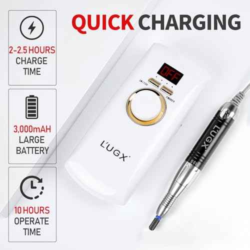 Professional Nail Drill Machine, L'UGX Electric Nail File 30000 RPM Nails Drill for Acrylic Nails with 8 Nail Drill Bits