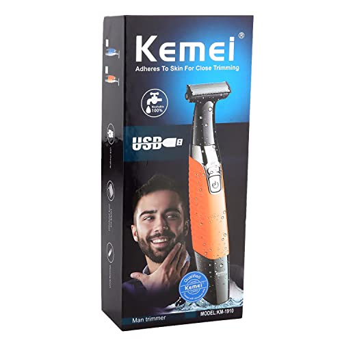 KEMEI Electric Razor, Beard Trimmer Men, Waterproof Beard Grooming,Cordless USB Rechargeable Body Groomer and Hair Remover for Eyebrow, Beard Facial& Body Hair for Men and Women,Blue