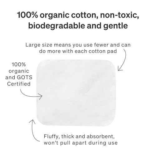 Baby Cotton Pads for Diaper Change by LoveNoobs, 60 Count, Ultra Soft 100% Organic Extra Large Cotton Pads for Baby Sensitive Skin, Lint-Free, Premium Jumbo Size, GOTS Certified