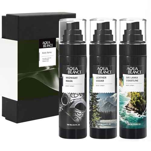Body Spray for Men, Mens Body Refreshing Spray, Long Lasting, Pack of 3, Each 3.4 Fl Oz, Total 10.2 Fl Oz, Notes of Bergamot, Patchouli, Cedar, Leather