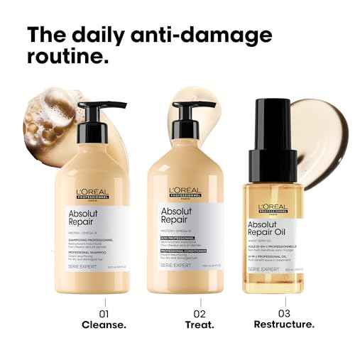 L'Oreal Professionnel Paris Absolut Repair 10-in-1 Oil - Nourishing Multi-Benefit Hair Oil For Dry & Damaged Hair, Repairs Damage Repair & Provides Shine