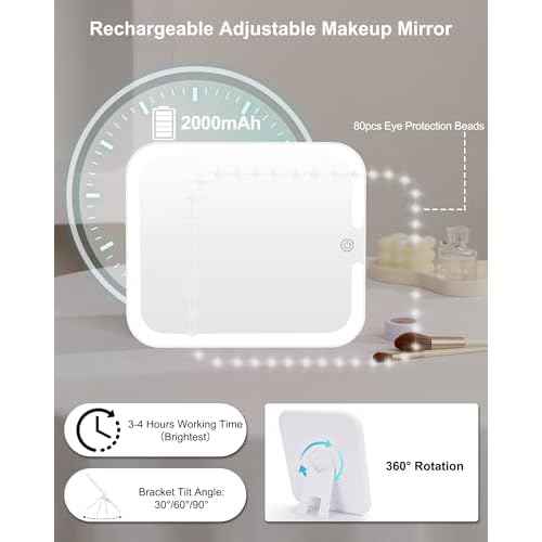 Relavel Makeup Bag with LED Mirror, Makeup Box Travel Train Case with Rechargeable Lighted Mirror, Cosmetic Brush Organizer Storage for Makeup Artists Gifts for Women and Girls, Pink