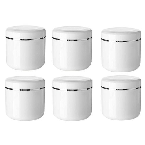 6 Pack Plastic Empty Cosmetic Containers with Lid, Portable 8 Oz 250ml Refillable Make-up Face Cream Jars Case for Body Scrub Mask Lotion Storage Pot (White)
