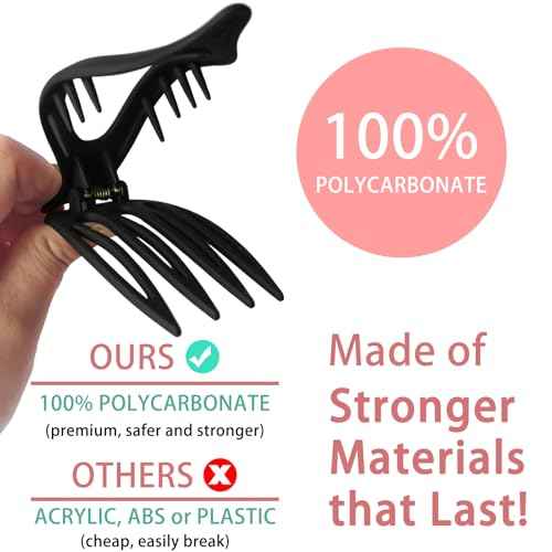 6 Pack Flat Hair Claw Clips for Women Duck Billed French Lay Down Hair Barrettes Accessories 100% Polycarbonate Matte Neutral Color