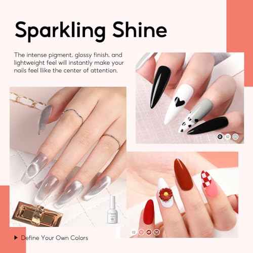 Peacecolor 83Pcs Gel Nail Polish Kit with U V Light and Drill, 56 Colors All Seasons Soak Off Gel Polish Set Cat Eye Gel with Matte/Glossy Glitter Base Top Coat Manicure Nail Kit Gifts for Women Girls