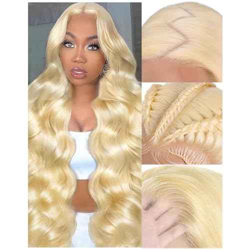 28 Inch 613 13x6 Lace Front Wig Human Hair 200 Density Body Wave Human Hair Wig 100% Real Human Hair Easily Stained Blend Minimum Shedding Tangle Free Longer life