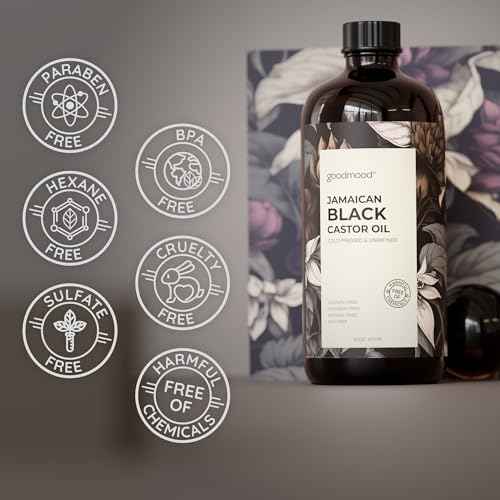 GOODMOOD Jamaican Black Castor Oil, 16 oz, Organic Cold Pressed Unrefined, Pure Castor Oil for Hair Growth, Skin Care, and Belly Fat