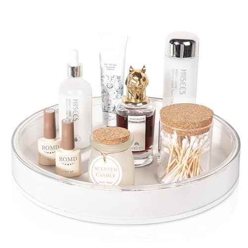 Anyoifax 360 Rotating Makeup Organizer Perfume Tray Skincare Holder Spinning Cosmetic Storage Bathroom Countertop Organizer Lazy Susan Turntable for Dresser, Vanity, Kitchen, Large White