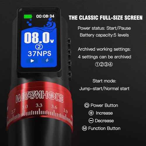 Wormhole Tattoo Gun Kit 2,300mAh Battery Professional Xtreme Tattoo Ink and 20 Tattoo Needles Smart Tattoo Pen Wireless Tattoo Machine Kit Multi-function Tattoo Pen Smart Display 7 Strokes Length