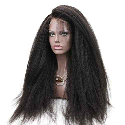Dreambeauty 250% High Density Kinky Straight Lace Front Human Hair Wigs Brazilian Human Hair Lace Front Wig with Baby Hair for Women Natural Color (18 inch)