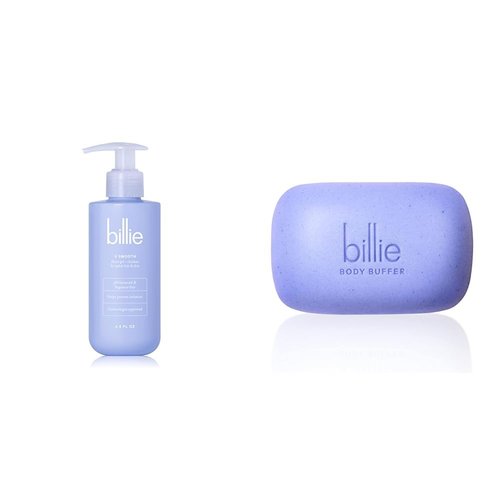 Billie V Smooth Shave Gel + Cleanser Pubic Hair & Skin with Body Buffer Pre-Shave Exfoliating Bar