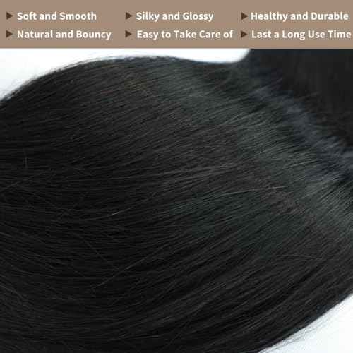 12A Straight Bundles Human Hair 20 22 24 Inch Human Hair Bundles 100% Unprocessed Brazilian Virgin Hair for Women Quick Weave Hair 3 Bundle Deals Hair Extensions Natural Black