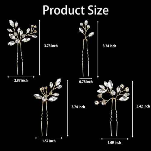 5 Pieces Bride Hair Pins Rhinestone Bridal Hair Piece for Women Crystal Hair Accessories for Bride Bridesmaids Flower Girls(Gold)