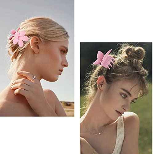 Pink Hair Clips, 6 Pack Cute Hair Clips for Thin Thick Hair 1.85-4.5 Inch Matte Non Slip Jaw Clips Flower Banana Butterfly Claw Clips Hair Accessories for Women and Girls¡¦