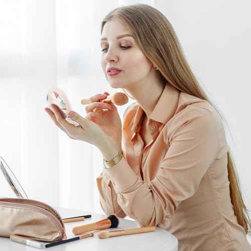 Mini Hairbrush, Collapsible Pocket Hairbrush with Mirror, Portable Hairbrush, Women Travel Small Hairbrush.Autumn Leaves