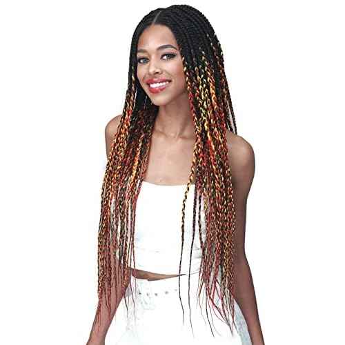 Bobbi Boss Synthetic Hair 13x5 Frontal Lace Wig - MLF623 KNOTLESS BOX BRAID 30, Natural Style Wig, Hand-Crafted Knotless Triangle Braid (1)