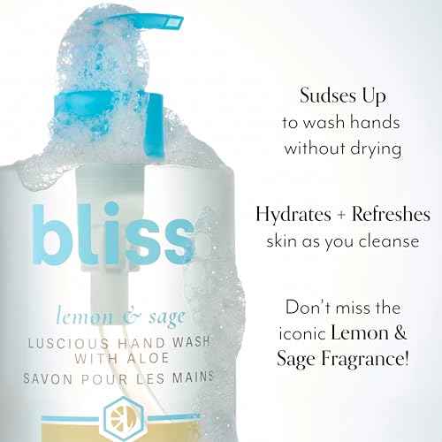 Bliss Lemon & Sage Luscious Hand Wash with Aloe ? Hydrating, Refreshing Hand Soap with Coconut Oil & Vitamin B5 ? Gently Cleanses Without Drying ? 12.14 fl oz