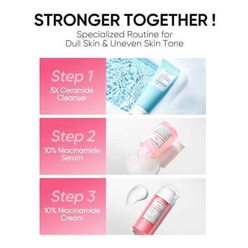 MSH Niacinamide Brightening Cream,Fades Dark Spots, Evens Skin Tone, Tranexamic Acid, ¥á-Arbutin, 5X Ceramides, Centella Asiatica, Suitable for Oil skin, 2.67 oz / 80g