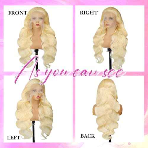 613 Lace Front Wig Human Hair Blonde Wig Human Hair Body Wave 13x6 HD Transparent Lace Front Wigs Pre Plucked 613 HD Lace Frontal Wigs 24 Inch 200 Density with Baby hair