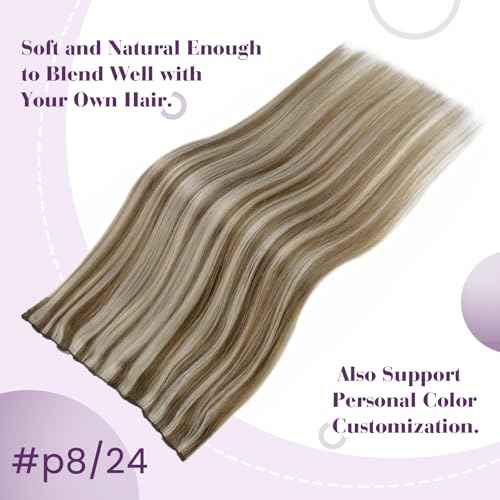 LaaVoo Wire Hair Extensions Human Hair Wire Human Hair Extensions Brown Highlight Blonde Human Hair Wire Extensions Long Hair 20 Inch 100g
