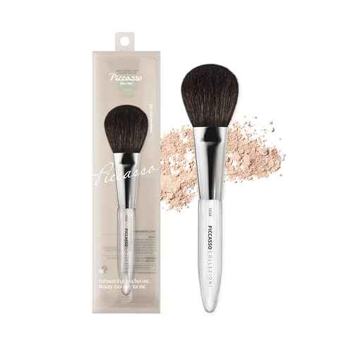 Piccasso COLLEZIONI 103A Powder Brush ? Soft Makeup Brush for Face, Fluffy Blush and Setting Tool with Goat Hair Blend, Ideal for Powder Application, Shading, and Natural Finish, Professional Korean