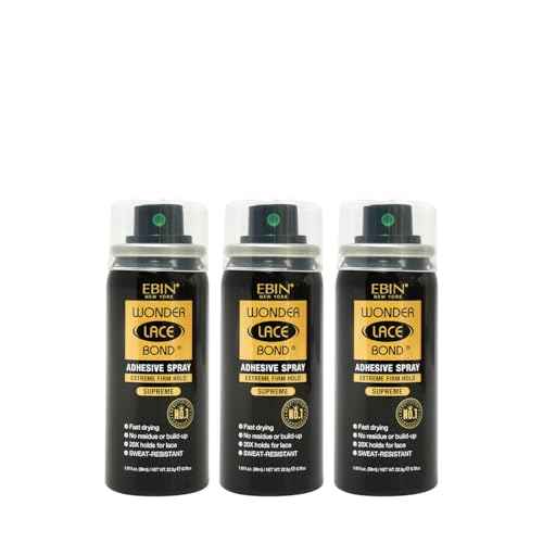 EBIN NEW YORK Wonder Lace Bond Adhesive Spray - Supreme Hold, 1.01 fl. oz./ 30ml (3pack) | Fast Drying, No Residue, No Build up, Powerful Hold, All-Day Hold, Daily Wig Application