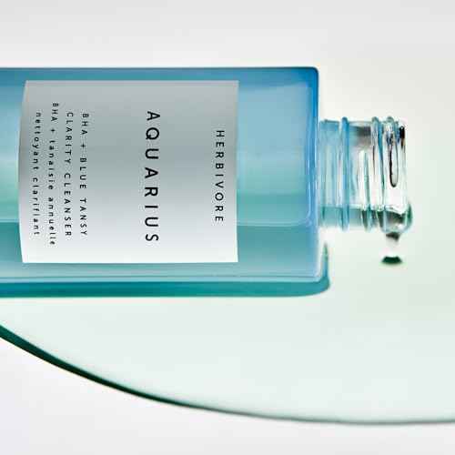 HERBIVORE Aquarius BHA + Blue Tansy Clarity Cleanser ? Deep Cleansing, Gentle Exfoliation for Oily-Combination Skin, Plant-Based, Vegan, Cruelty-free, 3.3 oz