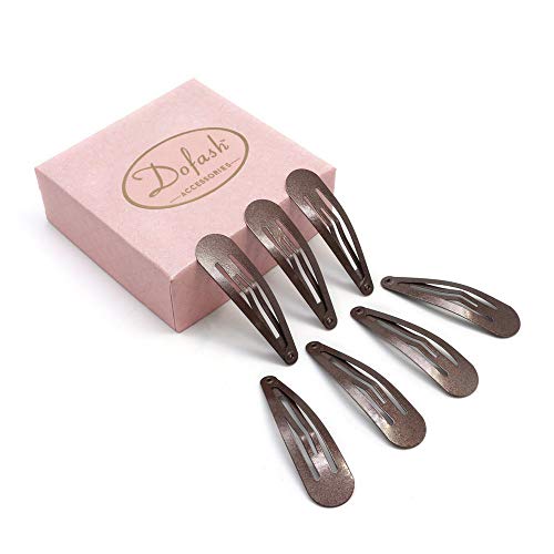 Dofash 20Pcs 5CM/2IN Metal Brown Snap Hair Clips for Women Small Hair Clips for thick Hair Barrettes Hair Clups Hair Accessories for Women (Brown)