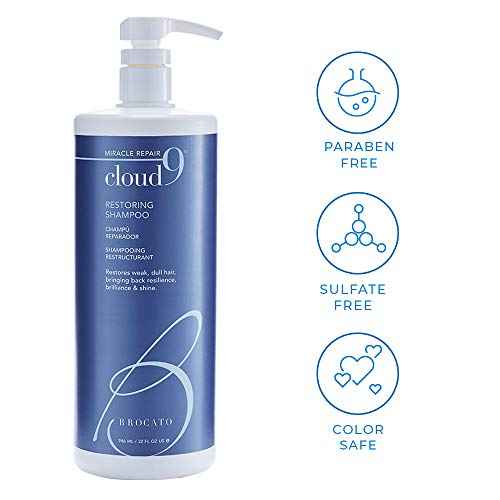 Brocato Cloud 9 Restoring Shampoo, 32 Fl Oz | Miracle Repair, Moisturizing, Hydrate, & Revitalizing Shampoo | For Weak, Dull, Dry, & Damaged Hair | Restore Resilience, Health & Shine