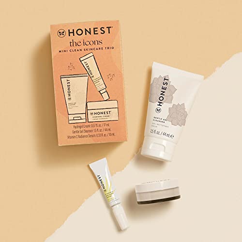 Honest Beauty The Icons Skincare Trio | Mini Hydrogel Cream, Gentle Gel Cleanser, Vitamin C Radiance Serum | EWG Verified, Vegan + Cruelty Free