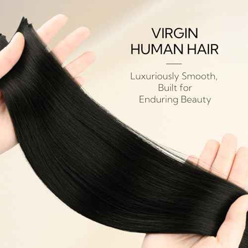 HOTBANANA Invisi Edge Tape in Hair Extensions Human Hair, 24inch 50g 20pcs Natural Black Invisible Tape in Extensions Straight Seamless Real Remy Hair Injected