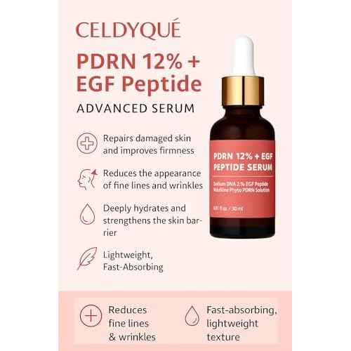 Salmon DNA PDRN 120,000 ppm EGF Peptide Microneedling Serum w/Volufiline, Phyto PDRN 12%, Growth Factor - Anti-Aging Face Serum with Niacinamide, Hyaluronic Acid 1 Fl Oz Korean Skincare