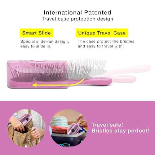 NuWay 4HAIR Traveler U.S. and International Patented Travel Brush (Petal Pink)