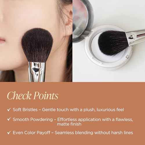 Piccasso COLLEZIONI 103A Powder Brush ? Soft Makeup Brush for Face, Fluffy Blush and Setting Tool with Goat Hair Blend, Ideal for Powder Application, Shading, and Natural Finish, Professional Korean