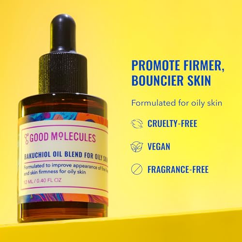 Good Molecules Bakuchiol Oil for Oily Skin - Ultra Hydrating Natural Blend with Bakuchiol and Rosehip Oil - Promotes Collagen Production, Anti-Aging Face Oil